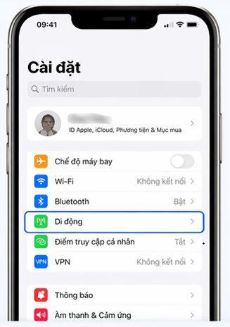 Mở cài đặt iPhone