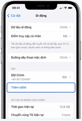Chọn thêm eSIM